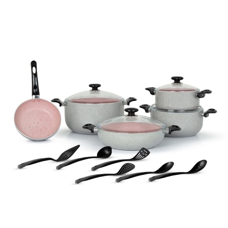 قیمت و خرید سرویس قابلمه و تابه گرانیت 15 پارچه لیدوما مدل آذی